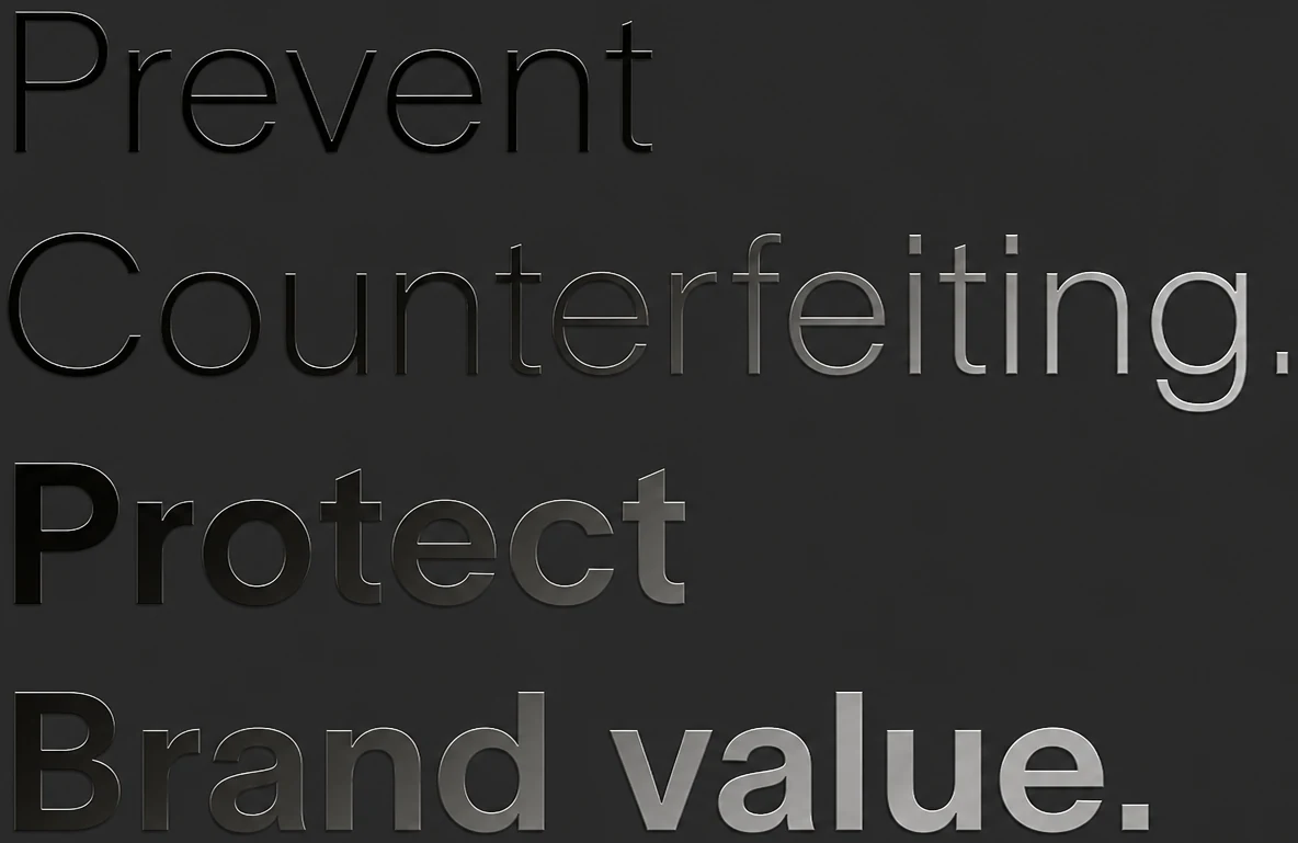 Prevent Counterfeiting. Protect Brand value.