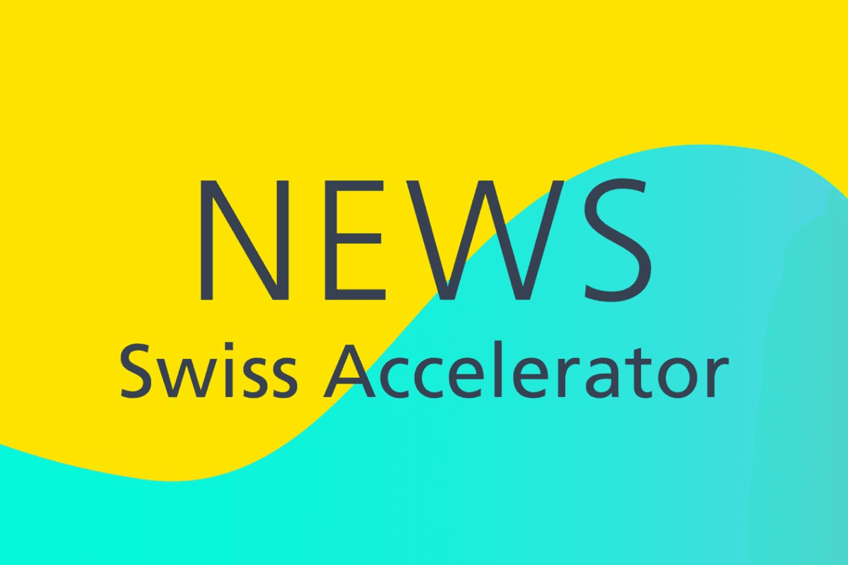 News swiss accelerator in front of yellow and blue background